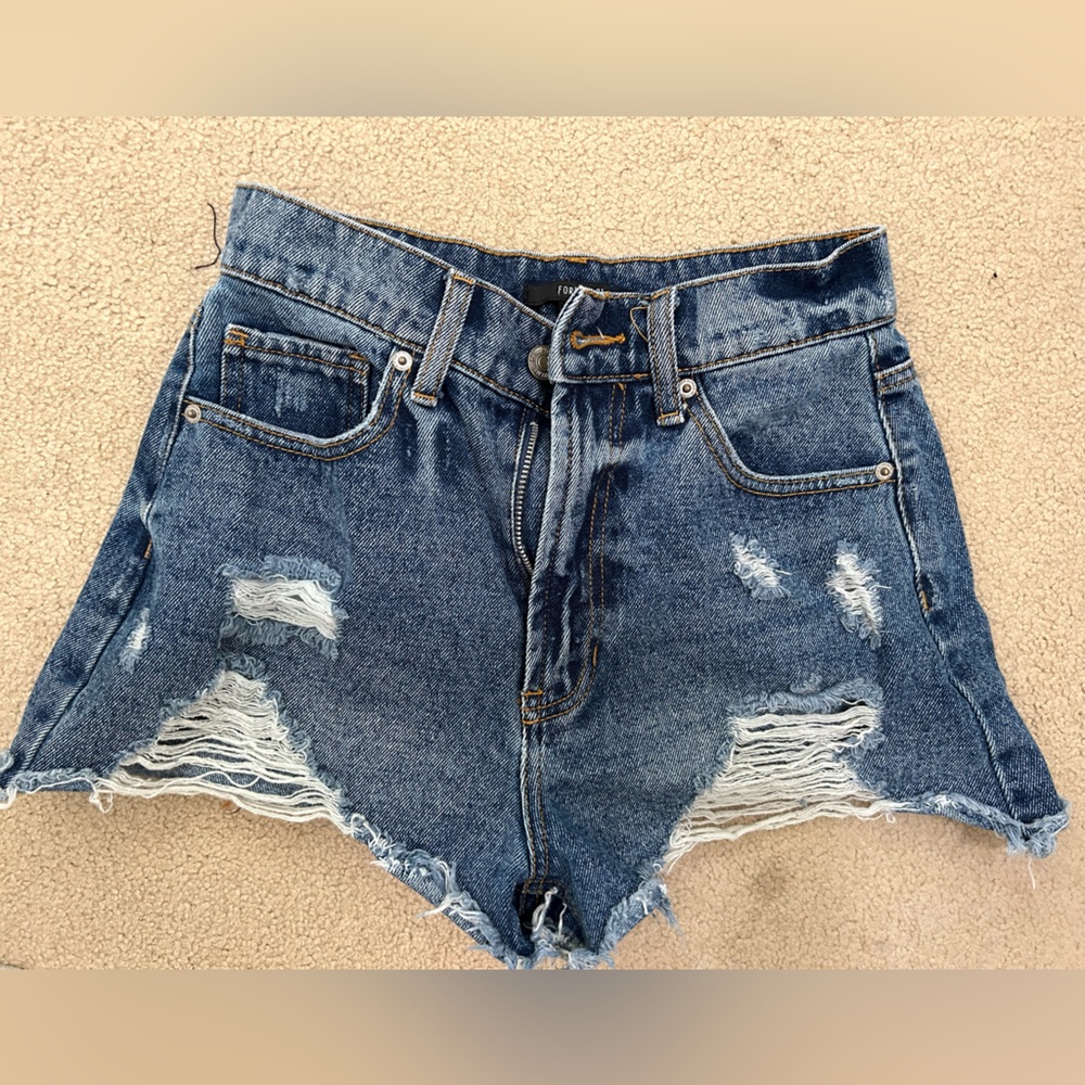 Dark wash denim shorts